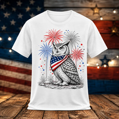 America’s 250th Patriotic Fireworks Owl Animal Lovers T-Shirt