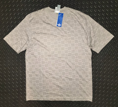 NEW MEN’S ADIDAS ORIGINALS MONOGRAM TREFOIL SHIRT ~SIZE LARGE #JY2972 BEIGE