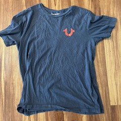 True Religion Men’s Short Sleeve T-Shirt Graphic Print, Size Small Blue And Red