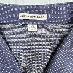 Peter Millar Polo Shirt Mens XL Navy Blue Micro Dot 100% Cotton Golf Casual