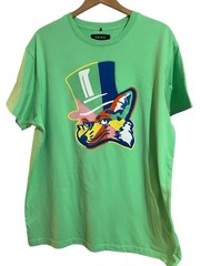 Akoo T-Shirt Graphic Fox Short Sleeve Men’s 2XL Dk Green Lt Green Blue Crew Neck
