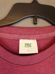 NWT MV Sport Green Recycleed Short Sleeve T Shirt Red Large Organic Cotton Blend