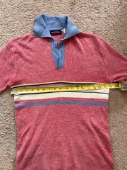 Vintage Capistrano Shirt Polo S/M Made in Korea 70s Ramie Acrylic Red Blue