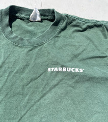 Men’s Starbucks T-Shirt Green Solid M Coffee Cafe Drip Espresso Spell-Out Logo