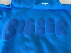 Justin Bieber Official Coachella 2026 Blue Bieber Hoodie Small DAMAGED with Cut