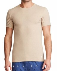 3 PACK POLO RALPH LAUREN STRETCH SLIM FIT COTTON GRAY BEIGE CREW NECK T SHIRTS