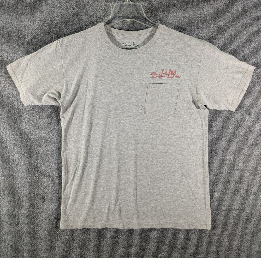 Salt Life Mens Large Gray Cotton USA Whale Graphic Short Sleeve Pocket T-Shirt