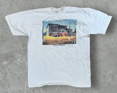 dirt track race car t shirt size large white graphic Crowd Pleaser retro