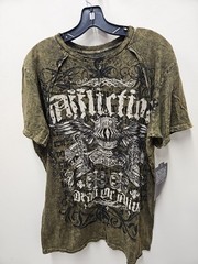 Affliction Dead Or Alive Shirt Men’s Large Copper Crewneck Beaded Rockabilly