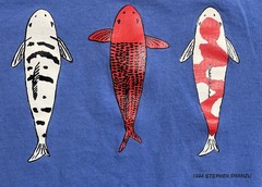 VTG 1994 Stephen Shimizu Koi Fish Fishing Nature Blue T-Shirt ADULT LARGE L READ