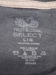 Fruit Of The Loom Shirt Mens Large Black Long Sleeve Select Cotton Crewneck Tee