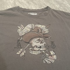 Vintage Y2K No Boundaries Skull Aces Snakes Cards Shirt Large Gray Grunge Skate
