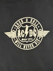 AC/DC Shirt Mens Large Black Rock & Roll Music Graphic Tee Bay Island Sportswear