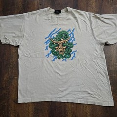 Mens No Boundaries Graphic T-Shirt Dragon Skull Lightning Bolt xl Y2K