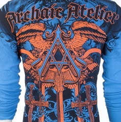 ARCHAIC by AFFLICTION Men’s Long Sleeve THERMAL Shirt DAVENTRY Biker Blue $58