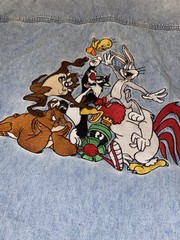 VTG 90s WB Store Looney Tunes Blue Jean Embroidered Shirt Bugs Bunny Sz XL
