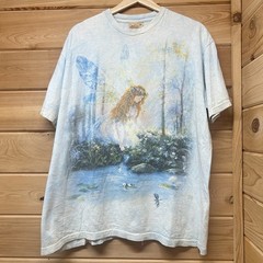 Vintage The Mountain Light Blue Tie Dye Fairy Forest Nature Graphic T Shirt L/XL
