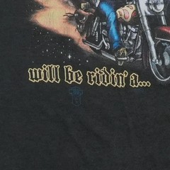1989 Harley Davidson Last Biker On Earth 3D Emblem Vintage T-Shirt Reprint