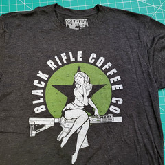Men’s Graphic T-Shirt – Black Rifle Coffee Company Bomber Pin-Up Shirt Large