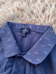 Faconnable Polo Shirt Mens XXL Blue Short Sleeve Anchor Embroidered Portugal