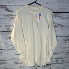 New Vintage Oakton Thermal Henley Base Layer USA Made Long Sleeve Shirt Size S/M