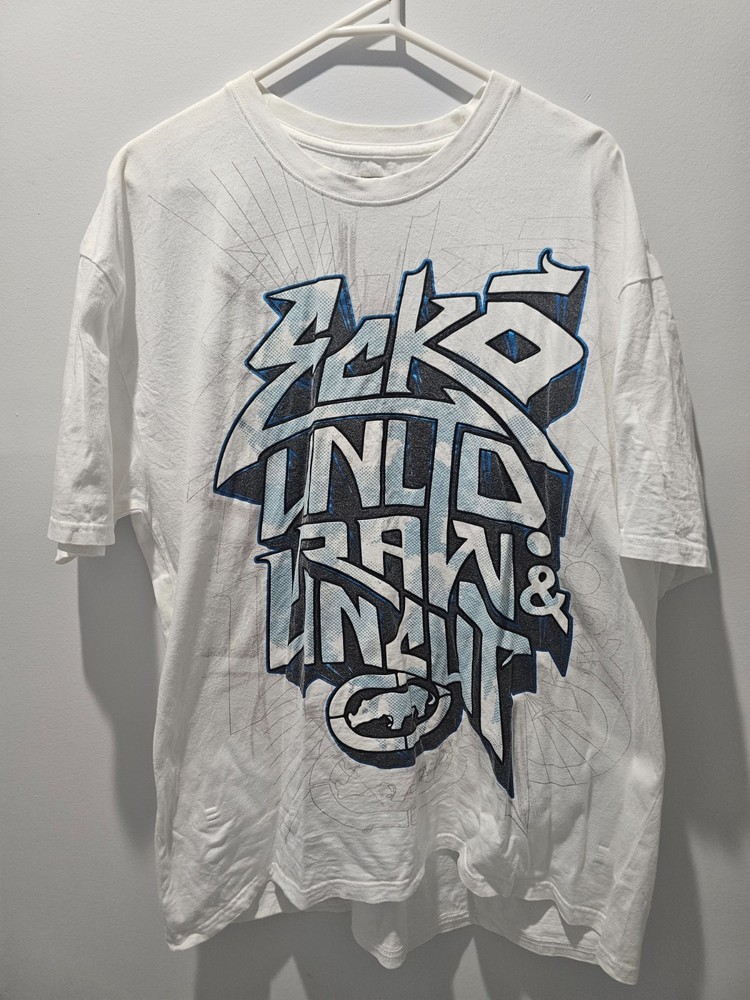Vintage Y2K Ecko Unltd Rhino Graphic T-Shirt Mens XL White Graffiti Streetwear