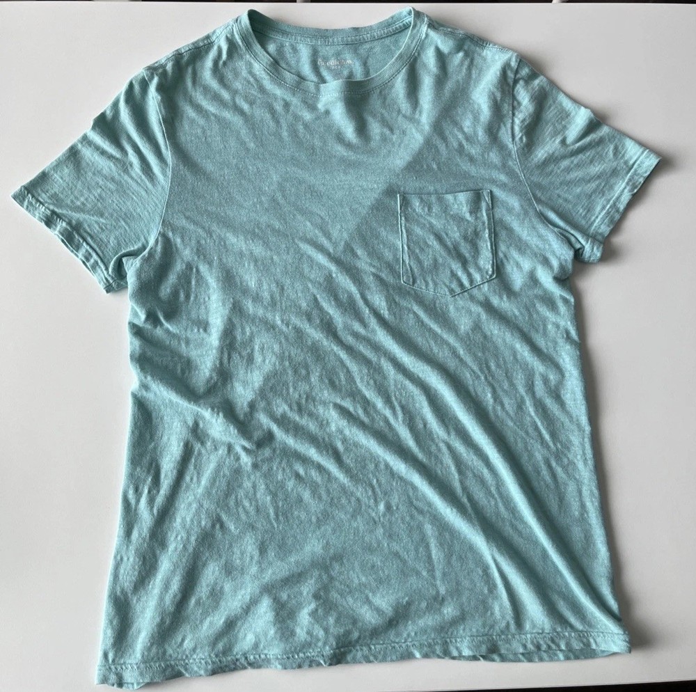 Goodfellow & Co Mens Medium Standard Fit Short Sleeve Pocket Cotton T Shirt Blue
