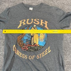 Rush Caress of Steel Shirt Mens Medium Gray Gildan Softstyle Rock Band Graphic