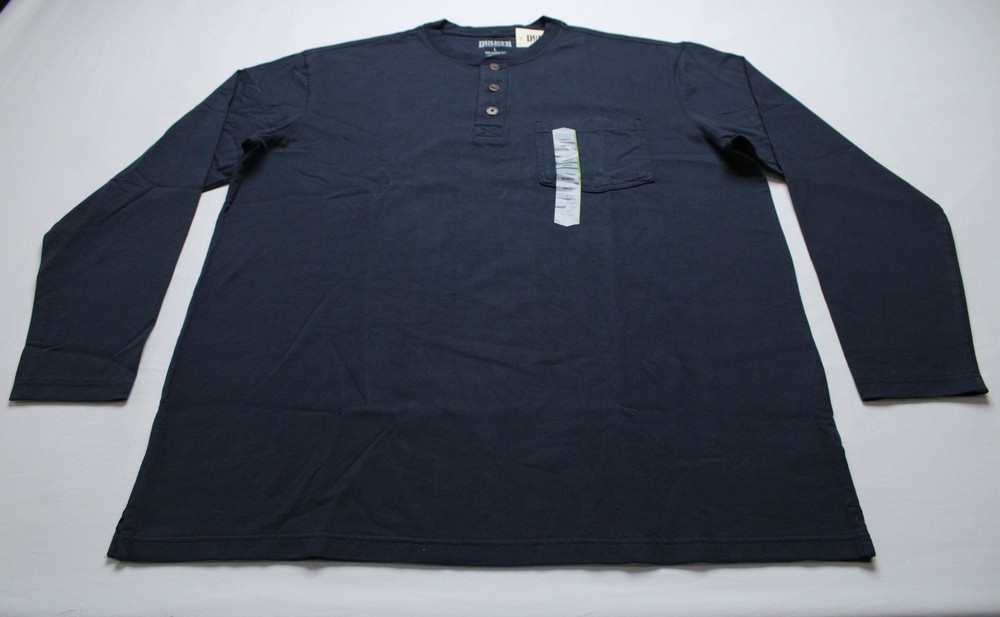 Duluth Trading Co Men’s Longtail T Long Sleeve Henley T-Shirt DH3 Navy Large NWT