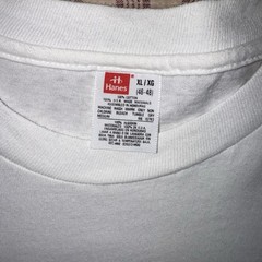 Vintage Hanes Plain Blank Solid White T Shirt Mens XL