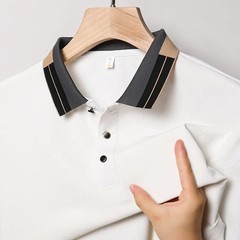 New Men’s Business Casual Short Sleeved Shirt Solid Color Polo Shirt Fashionable