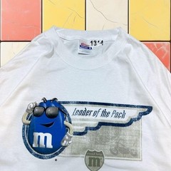Vintage M&M Candy Cartoon Tee Y2K Men XL White Leader Of The Pack Promo Shirt