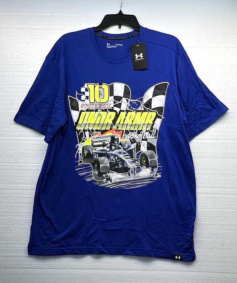 UNDER ARMOUR HOOPS FINISH LINE RACING BASKETBALL SHIRT SIZE XL Blue