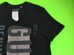 GUESS Los Angeles Mens Short Sleeve T-Shirt Size SMALL Black w/Silver Cotton NEW