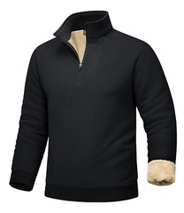 Mens Quarter Zip Sherpa Lined Sweatshirts Fleece Heavyweight Pullover Warm Shirt