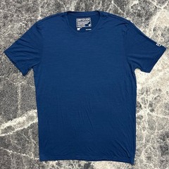 Ortovox Merino Wool Shirt Mens Medium Navy Blue Short Sleeve Base Layer Outdoors