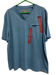 Copper & Oak Mens T-Shirt Size XL Blue Heathered Henley Preppy Short Sleeve