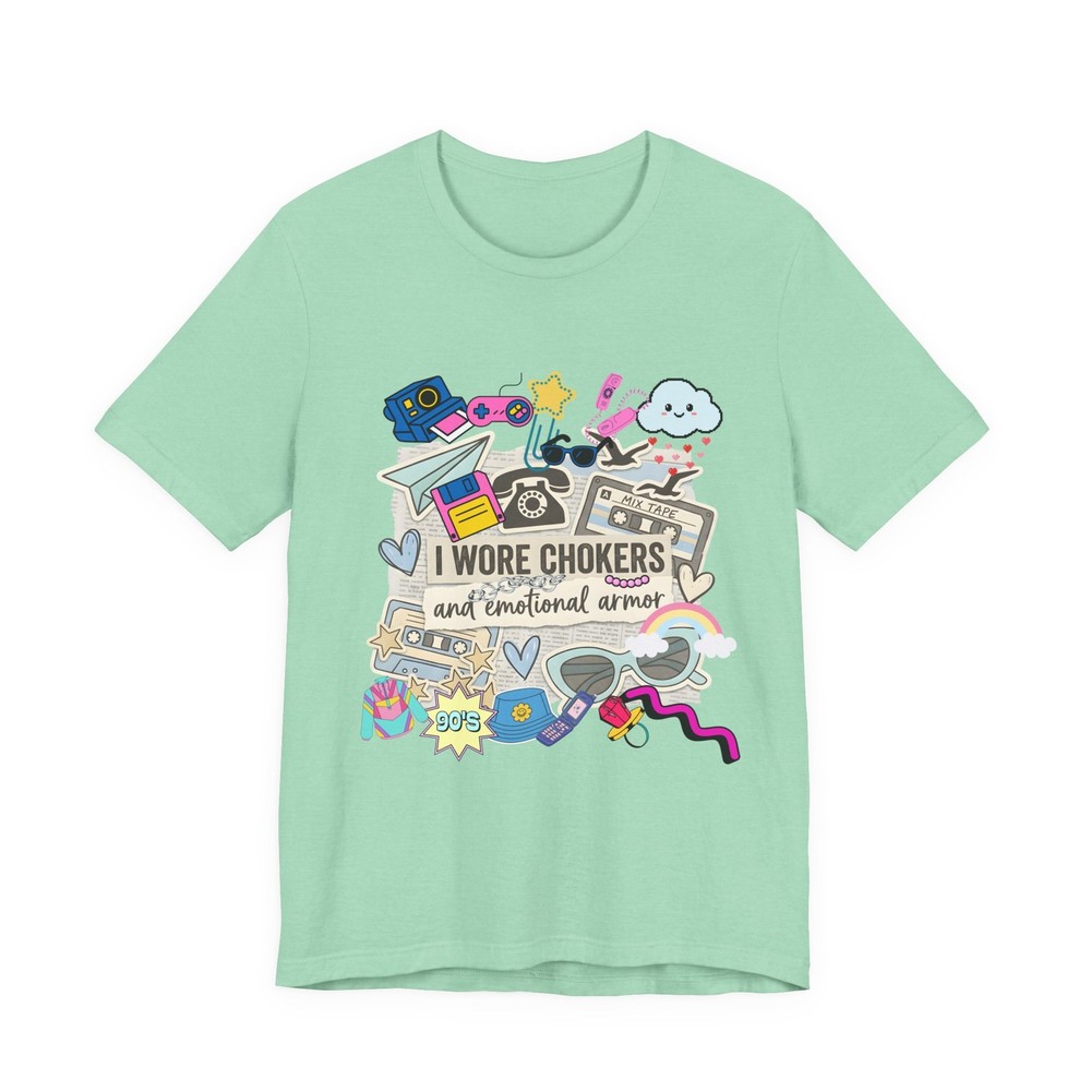 I Wore Chokers & Emotional Armor Tee — 90s Retro Collage Graphic T‑Shirt
