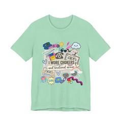 I Wore Chokers & Emotional Armor Tee — 90s Retro Collage Graphic T‑Shirt