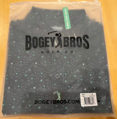 Bogey Bros Men’s Golf Polo Black/Green Geometric Collared Button Stretch Logo