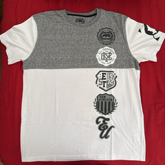 Ecko Unltd. Men’s L Graphic Print Logo Colorblock T-Shirt White/Gray/Black
