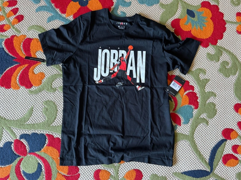 NWT – NIKE AIR x AIR JORDAN JUMPMAN LOGO SHIRT – SIZE L – BLACK – NEVER WORN