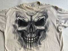 Vintage y2K Skull Face T Shirt Men 3XL Jerzees Hi Densi-T AOP