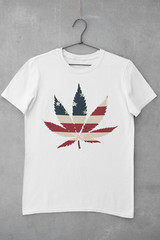 USA Flag Marijuana Leaf T-shirt Funny US flag Pot Weed Tee