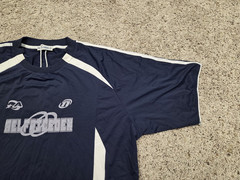 AELFRIC EDEN MEN (NWT) CONTRAST COLOR STRIPE SOCCER JERSEY SHIRT SZ L BLUE/WHITE