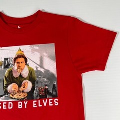 Elf Shirt Men Small Raised By Elves Holiday Graphic Eat Work Party Gym Core Nw