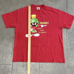 Marvin Martian Shirt Red Get Off My Planet Go Home Looney Tunes XL Y2K USA Bugs