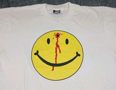 Vintage Smiley Face 80s 90s Bullet Hole Headshot T Shirt Mens Size Large White