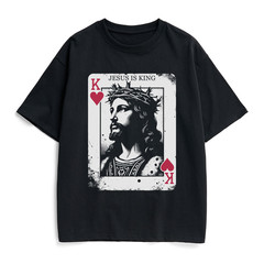 Jesus Is King T-Shirt Playing Card King Of Hearts Christian Graphic Tee Religiou