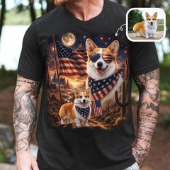 Custom Patriotic Pet Shirt Personalized Dog Cat Photo Tee America 250